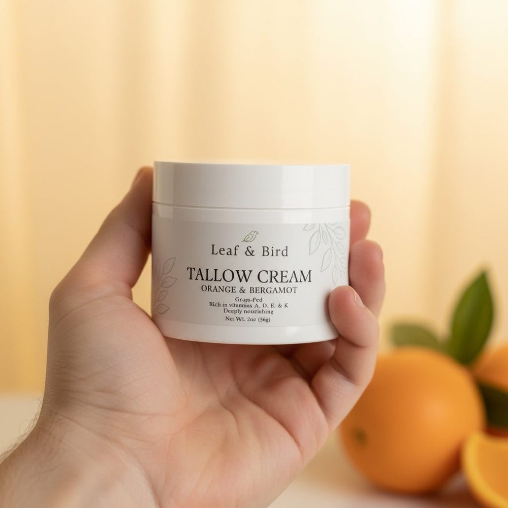 Tallow cream melting into skin