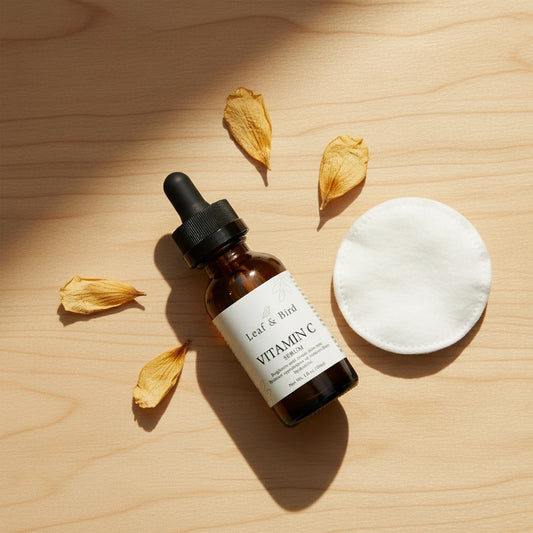 Vitamin C Serum — editorial flat-lay lifestyle photo on linen