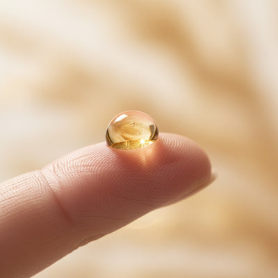Vitamin C Serum — formula texture, drop on fingertip